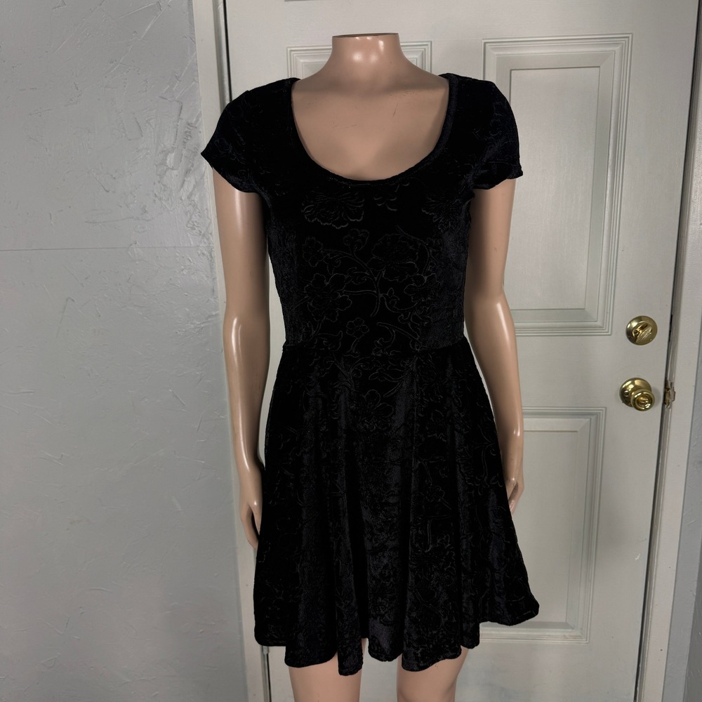 Vintage Y2K Banana Lemon Women's Dress Medium Mini Velour Floral Stretch UU18